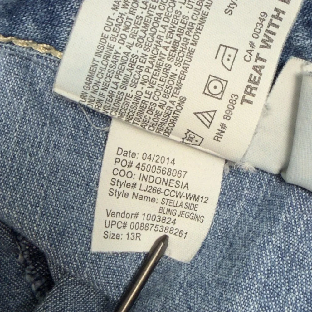 LEI Emma Jegging Jeans Womens Size 13 Reg Blue Skinny‎ Stretch Denim Side Jewels